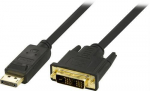 Kabelis DELTACO DP-2010, DisplayPort to DVI-D, Full HD in 60Hz, 1m, juodos sp.