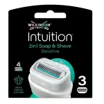 Keičiamos skustuvo galvutės su 4 a&scaron;menimis jautriai odai Wilkinson Intuition Sensitive, 3 vnt.