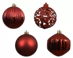 Kalėdinių eglės žaisliukų rinkinys BAUBLE, raudonos sp., 8 cm, 16 vnt