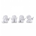 Keraminė figūrėlė ANGELIUKAS, baltos sp., 4 rū&scaron;ys, 11 x 11 x 10 cm