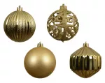 Kalėdinių eglės žaisliukų rinkinys BAUBLE, auksinės sp., 8 cm, 16 vnt