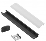 Profilis LED juostoms EUROLIGHT AL-S1-B, aliuminis, vir&scaron;tinkinis, juodos sp., anoduotas,1m