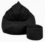 Sėdmai&scaron;is su pufu Mega Premium Terra Velour XL, 90x120 cm, juodas