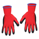 Pir&scaron;tinės, medvilninės, aplietos lateksu, raudonos sp., 9 dydžio