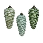 Kalėdinių eglės žaisliukų rinkinys DECORIS Forest Frosted Pinecone, 3 rū&scaron;ys, 6x12 cm, 2vnt