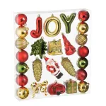 Kalėdinių eglės žaisliukų rinkinys JOY, raudonos/žalios/auksinės sp., 26 vnt