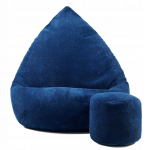 Sėdmai&scaron;is su pufu Mega Dot Velour L, 80x105 cm, tamsiai mėlynas