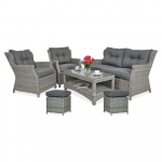 Lauko baldų komplektas TRIVENTO 2 + su pufais, Stone Grey