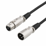 Kabelis DELTACO XLR audio, 3-pin male - 3-pin female, 26 AWG, 1m, juodas