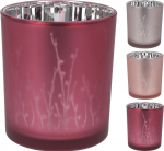 Stiklinė žvakidė BRANCHES, rausvos sp., 9 x 10 cm