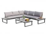 Lauko baldų komplektas VERONA: sofa, kampinė sofa ir stalas, pilkos sp.