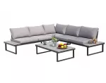 Lauko baldų komplektas VERONA: sofa, kampinė sofa ir stalas, pilkos sp.