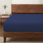 Medvilninė paklodė su guma CREYA INDIGO, t. mėlynos sp., 120 x 200 + 30 cm, 100% medvilnės