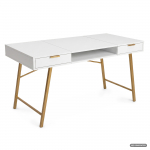 Ra&scaron;omasis stalas su stalčiais Akord Furniture Factory Arden, 120 cm x 50 cm, 80.5 cm, aukso sp./balta sp.