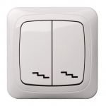 Perjungiklis su rėmeliu ALFA, 2 klavi&scaron;ų, baltos sp.