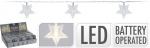 Elektrinė girlianda STARS, 10 LED, &scaron;iltai baltos sp., (elementai 2xAA neįeina), 1,25m + 30cm