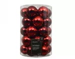 Kalėdinių žaisliukų rinkinys BAUBLES MIX, raudonos sp., 8 cm, 34 vnt