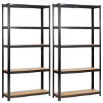 Sandėliavimo lentynos, 900 x 300 x 1800 mm, 5 lentynos, apkrova 175 kg, 2 vnt.