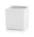 Keraminis vazonas PIANO, kvadratinis, baltos sp., 14 x 13 cm