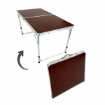 Turistinis sulankstomas stalas, 120x60x55-70 cm, tamsios medienos spalvos