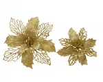 Įsegamų kalėdinių dekoracijų rinkinys POINSETTIA, auksinės sp., 2 rū&scaron;ių, 2 x 13 cm, 1vnt