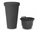 Plastikinis vazonas CLASSIC TOWER, su įdėklu, antracito sp., 40 x 63 cm