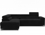 Kampinė sofa - lova Colesio, juoda sp., kairinė, 200 x 274 cm x 93 cm