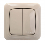 Jungiklis su rėmeliu ALFA, 2 klavi&scaron;ų, IP44, smėlio sp.