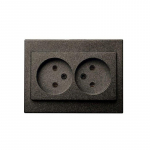 Dvivietis ki&scaron;tukinis lizdas EPSILON, be įžeminimo, antracito sp.