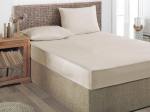 Medvilninė paklodė su guma CREYA BEIGE, 160 x 200 + 25 cm, kreminės sp., 100% medvilnės