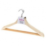 Mediniai pakabai su skersiniu, natūralios spalvos, 3 vnt