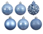 Kalėdinių eglės žaisliukų rinkinys BAUBLES, &scaron;v.mėlynos sp., 6 cm, 37 vnt
