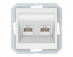 Kompiuterio lizdas 2 vietų (RJ45 CAT6e UTP) QR1000, be rėmelio, baltos matinės sp.