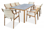 Lauko baldų komplektas PATTAYA DINING Wood Look, 8 vietų, pilka