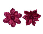 Įsegama kalėdinė dekoracija MAGNOLIA VELVET, t.rausvos sp., 2 rū&scaron;ių, 24 x 10 cm