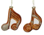 Pakabinama stiklinė kalėdininė dekoracija MUSIC, įvairių sp., 2 rū&scaron;ys, 2,8 x 8 x 9,7 cm