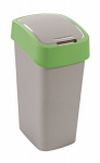 &Scaron;iuk&scaron;lių dėžė CURVER FLIP BIN, plastikinė, pilkos/žalios sp., 29 x 37 x 65 cm, 50 l