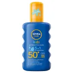 Drėkinamasis apsauginis pur&scaron;kiklis nuo saulės vaikams Nivea Sun Kids Protect & Care, SPF50, 200 ml