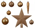 Kalėdinių eglės žaisliukų rinkinys BAUBLE STAR, karamelės sp., 8 cm, 33 vnt