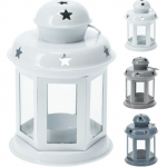 Metalinis žibintas LANTERN, raudonos/baltos, 11,5 x 21 cm, 1 vnt