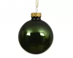 Stiklinis kalėdinis eglės žaisliukas BAUBLE SHINY, t.žalios sp., 8 cm, 1 vnt