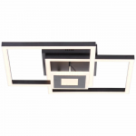 Lubinis LED &scaron;viestuvas BRILLIANT BRAY, 22 W, 3000 K, 2900 lm, juodos sp, 40 x 40 x 9 cm