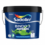 Sienų ir lubų dažai SADOLIN BINDO 3, visi&scaron;kai matiniai, baltos sp., BW bazė, 9 l