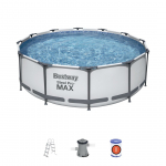 Baseinas karkasinis Bestway Steel Pro Max 56418, baltas/pilkas, 366x100 cm, 9150 l
