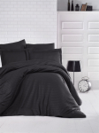 Satininės patalynės kompl. CREYA STRIPE, juodos sp., 240x220cm, 2x50x70cm, 2x70x70cm, 100% medv.