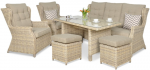Lauko baldų komplektas TRIVENTO DINING 3 + su pufais, Beige