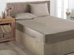 Satininė paklodė su guma ALURA BEIGE, smėlio sp., 120 x 200 + 25 cm, 100% medvilnės