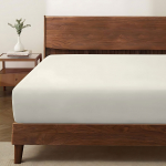 Medvilninė paklodė su guma CREYA EKRU, baltos sp., 180 x 200 + 30 cm, 100% medvilnės