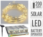 Lauko girlianda, įkraunama saulės energija SILVER COOPER WIRE, 200 LED, &scaron;iltai baltos sp., 10+2 m