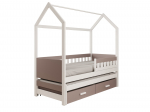 Vaiki&scaron;ka lova su i&scaron;traukiama papildoma lova ADRK Jaspis, ruda sp./balta sp./rusva sp., 80 x 180 cm, su patalynės dėže, be čiužinio